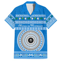 Personalised Fiji Marau Na Kerisimasi Family Matching Summer Maxi Dress and Hawaiian Shirt Merry Christmas Tapa Pattern Blue Style LT9 Dad's Shirt - Short Sleeve Red - Polynesian Pride