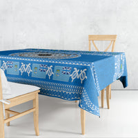 Personalised Fiji Marau Na Kerisimasi Tablecloth Merry Christmas Tapa Pattern Blue Style LT9 - Polynesian Pride
