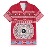 Personalised Fiji Marau Na Kerisimasi Family Matching Off Shoulder Maxi Dress and Hawaiian Shirt Merry Christmas Tapa Pattern Red Style LT9 Dad's Shirt - Short Sleeve Red - Polynesian Pride