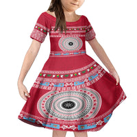 Personalised Fiji Marau Na Kerisimasi Kid Short Sleeve Dress Merry Christmas Tapa Pattern Red Style LT9 KID Red - Polynesian Pride
