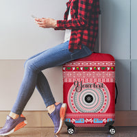 Personalised Fiji Marau Na Kerisimasi Luggage Cover Merry Christmas Tapa Pattern Red Style LT9 - Polynesian Pride