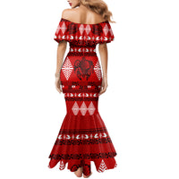 Personalised Tonga Kilisimasi Fiefia Family Matching Mermaid Dress and Hawaiian Shirt Merry Christmas with Turtle Ngatu Pattern LT9 - Polynesian Pride