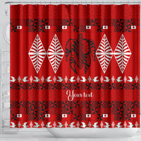 Personalised Tonga Kilisimasi Fiefia Shower Curtain Merry Christmas with Turtle Ngatu Pattern LT9 - Polynesian Pride