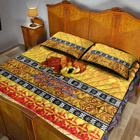 PNG Hamamas Krismas Quilt Bed Set Papua New Guinea Bird Of Paradise Merry Christmas Gold Style LT9 - Polynesian Pride