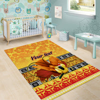 Personalised PNG Hamamas Krismas Area Rug Papua New Guinea Bird Of Paradise Merry Christmas Gold Style LT9 - Polynesian Pride