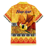 Personalised PNG Hamamas Krismas Family Matching Off Shoulder Long Sleeve Dress and Hawaiian Shirt Papua New Guinea Bird Of Paradise Merry Christmas Gold Style LT9 - Polynesian Pride
