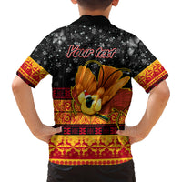 Personalised PNG Hamamas Krismas Family Matching Tank Maxi Dress and Hawaiian Shirt Papua New Guinea Bird Of Paradise Merry Christmas Black Style LT9 - Polynesian Pride