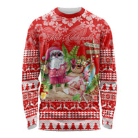 Personalised Hawaii Mele Kalikimaka Long Sleeve Shirt Santa Beach Merry Christmas LT9 Unisex Red - Polynesian Pride