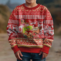Personalised Hawaii Mele Kalikimaka Kid Ugly Christmas Sweater Santa Claus and Hula Dancing Merry Christmas LT9 - Polynesian Pride