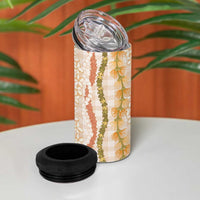 Hawaiian Ohia Lehua Lei 4 in 1 Can Cooler Tumbler Plaid Palaka Ahiehie Pattern LT9 - Polynesian Pride