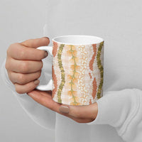 Hawaiian Ohia Lehua Lei Ceramic Mug Plaid Palaka Ahiehie Pattern - Polynesian Pride