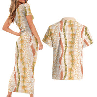 Hawaiian Ohia Lehua Lei Couples Matching Short Sleeve Bodycon Dress and Hawaiian Shirt Plaid Palaka Ahiehie Pattern LT9 - Polynesian Pride