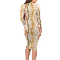 Hawaiian Ohia Lehua Lei Family Matching Long Sleeve Bodycon Dress and Hawaiian Shirt Plaid Palaka Ahiehie Pattern LT9 - Polynesian Pride