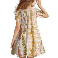 Hawaiian Ohia Lehua Lei Family Matching Off The Shoulder Long Sleeve Dress and Hawaiian Shirt Plaid Palaka Ahiehie Pattern LT9 - Polynesian Pride