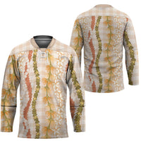 Hawaiian Ohia Lehua Lei Hockey Jersey Plaid Palaka Ahiehie Pattern - Polynesian Pride