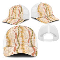 Hawaiian Ohia Lehua Lei Mesh Trucker Cap Plaid Palaka Ahiehie Pattern - Polynesian Pride