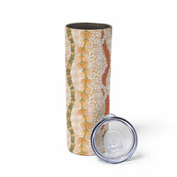 Hawaiian Ohia Lehua Lei Skinny Tumbler Plaid Palaka Ahiehie Pattern LT9 - Polynesian Pride