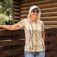 Hawaiian Ohia Lehua Lei Women Polo Shirt Plaid Palaka Ahiehie Pattern LT9 - Polynesian Pride