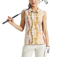 Hawaiian Ohia Lehua Lei Women Sleeveless Polo Shirt Plaid Palaka Ahiehie Pattern LT9 - Polynesian Pride