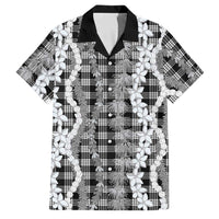 Hawaiian Ohia Lehua Lei Family Matching Long Sleeve Bodycon Dress and Hawaiian Shirt Plaid Palaka Eleele Pattern LT9 Dad's Shirt - Short Sleeve Black - Polynesian Pride