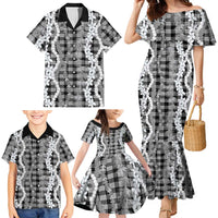 Hawaiian Ohia Lehua Lei Family Matching Mermaid Dress and Hawaiian Shirt Plaid Palaka Eleele Pattern LT9 - Polynesian Pride