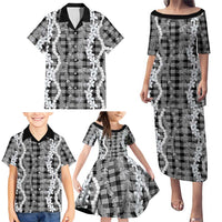 Hawaiian Ohia Lehua Lei Family Matching Puletasi and Hawaiian Shirt Plaid Palaka Eleele Pattern LT9 - Polynesian Pride
