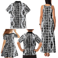 Hawaiian Ohia Lehua Lei Family Matching Tank Maxi Dress and Hawaiian Shirt Plaid Palaka Eleele Pattern LT9 - Polynesian Pride
