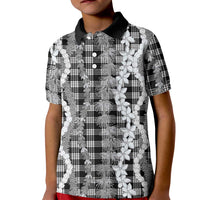 Hawaiian Ohia Lehua Lei Kid Polo Shirt Plaid Palaka Eleele Pattern - Polynesian Pride