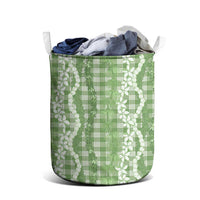 Hawaiian Ohia Lehua Lei Laundry Basket Plaid Palaka Omaomao Pattern - Polynesian Pride