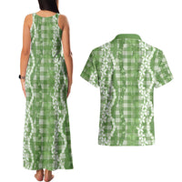 Hawaiian Ohia Lehua Lei Couples Matching Tank Maxi Dress and Hawaiian Shirt Plaid Palaka Omaomao Pattern LT9 - Polynesian Pride