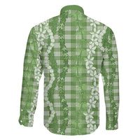 Hawaiian Ohia Lehua Lei Family Matching Long Sleeve Bodycon Dress and Hawaiian Shirt Plaid Palaka Omaomao Pattern LT9 - Polynesian Pride