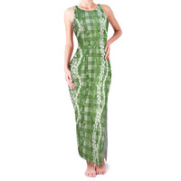 Hawaiian Ohia Lehua Lei Family Matching Tank Maxi Dress and Hawaiian Shirt Plaid Palaka Omaomao Pattern LT9 Green - Polynesian Pride