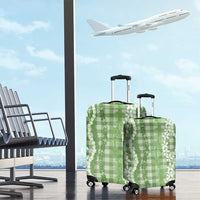 Hawaiian Ohia Lehua Lei Luggage Cover Plaid Palaka Omaomao Pattern - Polynesian Pride