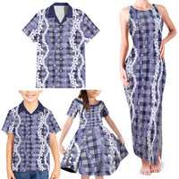 Hawaiian Ohia Lehua Lei Family Matching Tank Maxi Dress and Hawaiian Shirt Plaid Palaka Uliuli hohonu Pattern LT9 - Polynesian Pride