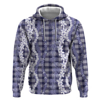 Hawaiian Ohia Lehua Lei Hoodie Plaid Palaka Uliuli hohonu Pattern - Polynesian Pride