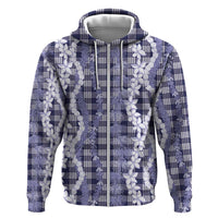 Hawaiian Ohia Lehua Lei Hoodie Plaid Palaka Uliuli hohonu Pattern - Polynesian Pride