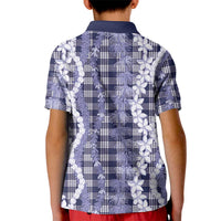 Hawaiian Ohia Lehua Lei Kid Polo Shirt Plaid Palaka Uliuli hohonu Pattern - Polynesian Pride