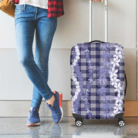 Hawaiian Ohia Lehua Lei Luggage Cover Plaid Palaka Uliuli hohonu Pattern - Polynesian Pride