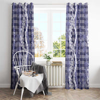 Hawaiian Ohia Lehua Lei Window Curtain Plaid Palaka Uliuli hohonu Pattern - Polynesian Pride