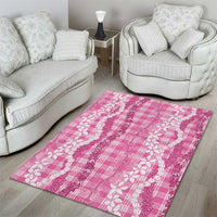 Hawaiian Ohia Lehua Lei Area Rug Plaid Palaka Akala Pattern - Polynesian Pride