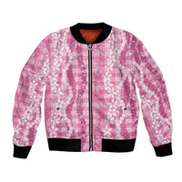 Hawaiian Ohia Lehua Lei Bomber Jacket Plaid Palaka Akala Pattern - Polynesian Pride