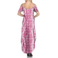 Hawaiian Ohia Lehua Lei Family Matching Summer Maxi Dress and Hawaiian Shirt Plaid Palaka Akala Pattern LT9 - Polynesian Pride
