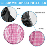 Hawaiian Ohia Lehua Lei Spare Tire Cover Plaid Palaka Akala Pattern - Polynesian Pride