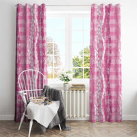 Hawaiian Ohia Lehua Lei Window Curtain Plaid Palaka Akala Pattern - Polynesian Pride