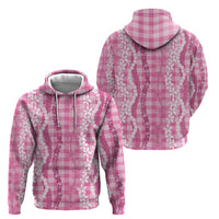 Hawaiian Ohia Lehua Lei Zip Hoodie Plaid Palaka Akala Pattern - Polynesian Pride