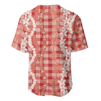 Hawaiian Ohia Lehua Lei Baseball Jersey Plaid Palaka Ulaula Pattern - Polynesian Pride