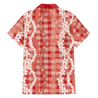 Hawaiian Ohia Lehua Lei Family Matching Long Sleeve Bodycon Dress and Hawaiian Shirt Plaid Palaka Ulaula Pattern LT9 - Polynesian Pride