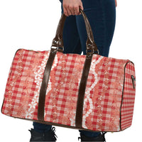 Hawaiian Ohia Lehua Lei Travel Bag Plaid Palaka Ulaula Pattern - Polynesian Pride