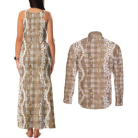 Hawaiian Ohia Lehua Lei Couples Matching Tank Maxi Dress and Long Sleeve Button Shirt Plaid Palaka Kalaihaahaa Pattern LT9 - Polynesian Pride