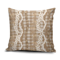 Hawaiian Ohia Lehua Lei Pillow Cover Plaid Palaka Kalaihaahaa Pattern - Polynesian Pride